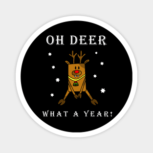 Funny Oh Deer What a Year Christmas Holiday Design Magnet